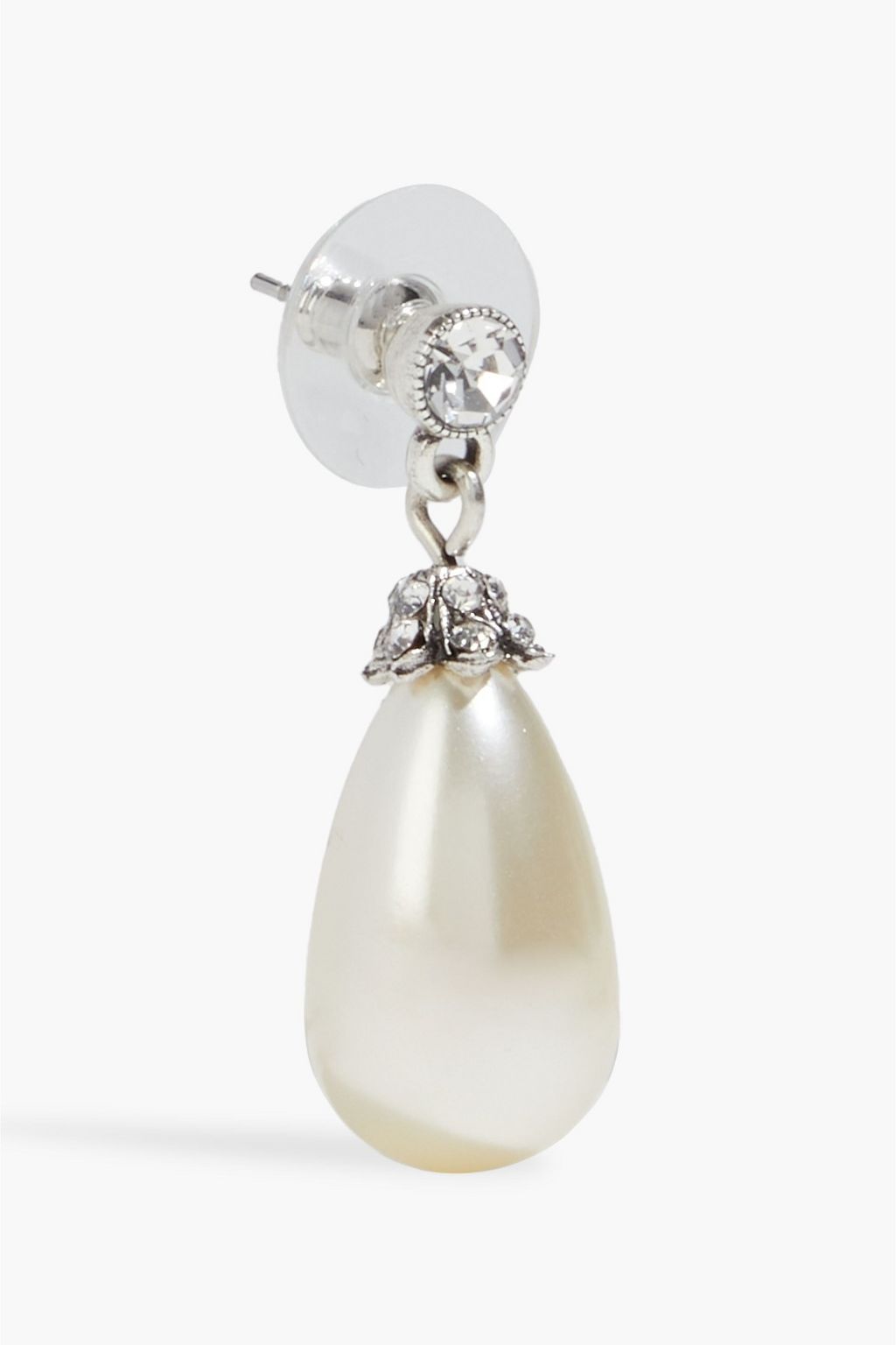 BEN-AMUN Silver-tone, faux pearl and crystal earrings