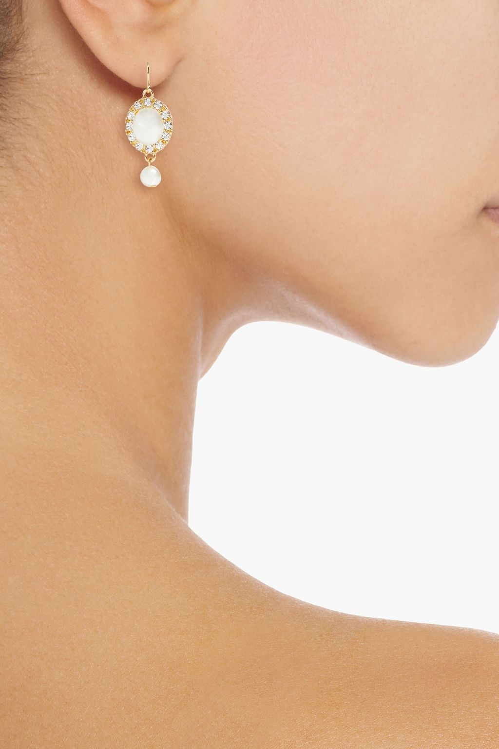 BEN-AMUN 24-karat gold-plated, faux pearl and crystal earrings
