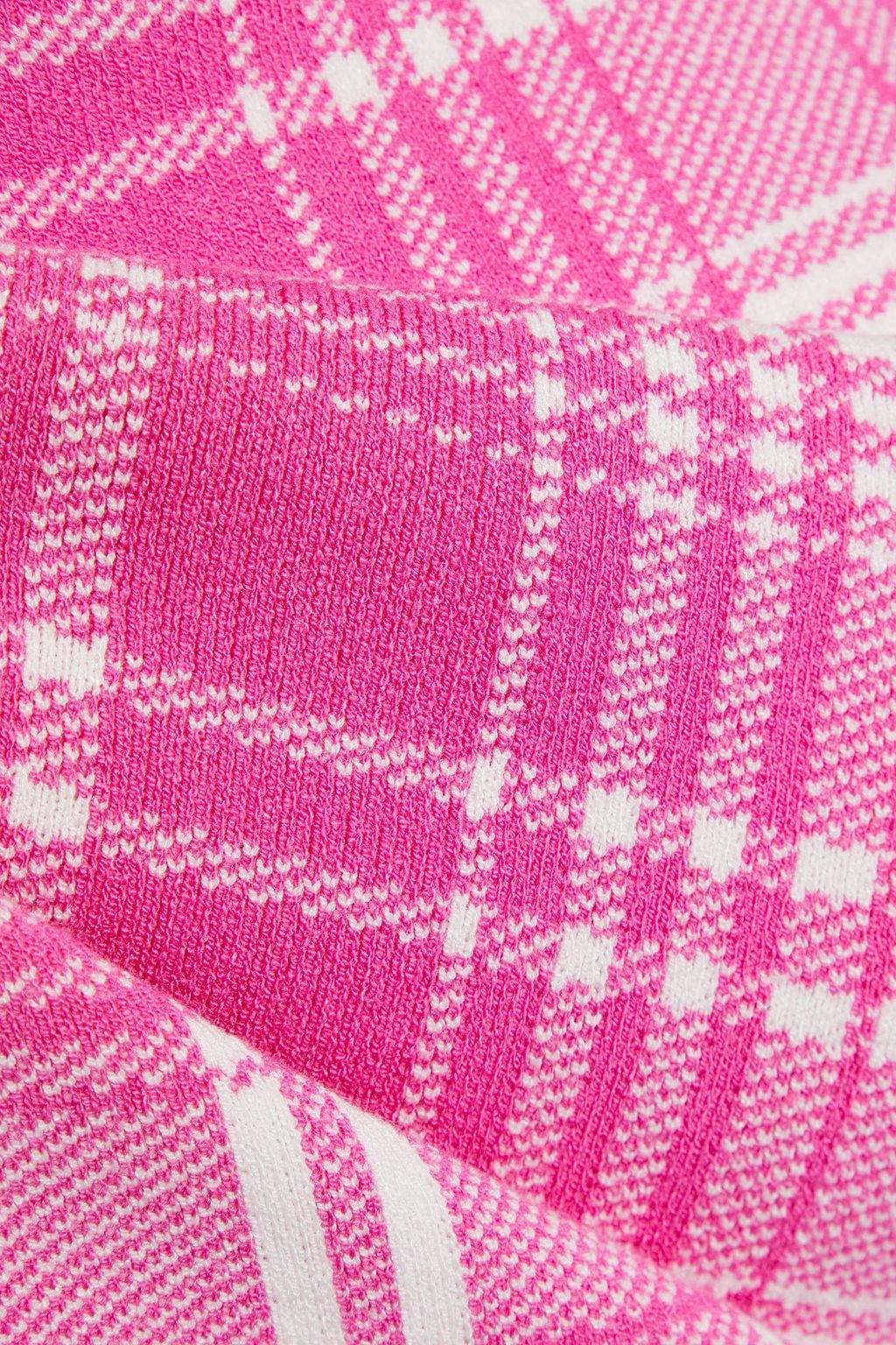 OSCAR DE LA RENTA Checked jacquard-knit top