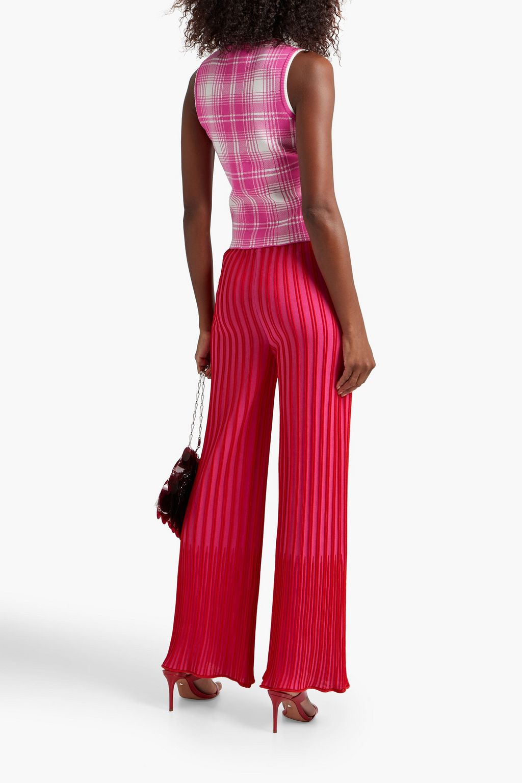 OSCAR DE LA RENTA Checked jacquard-knit top
