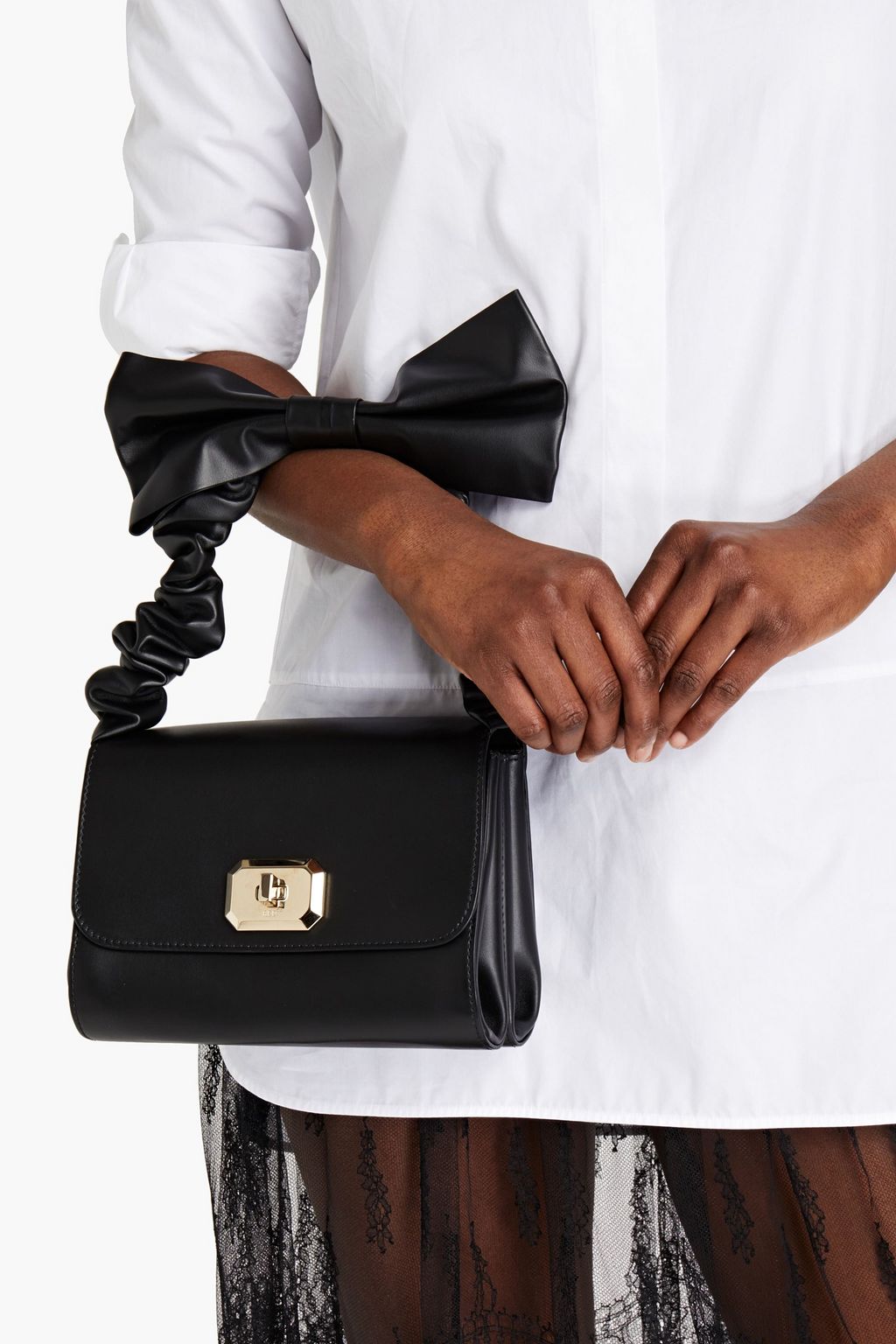 RED(V) Bow-detailed leather tote