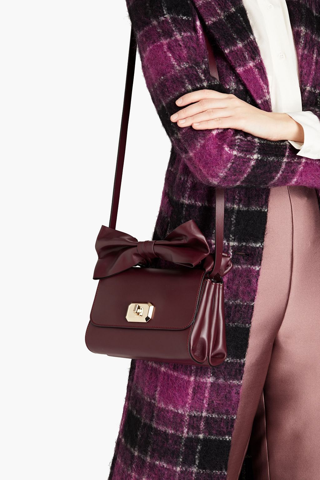 RED(V) Bow-detailed leather tote