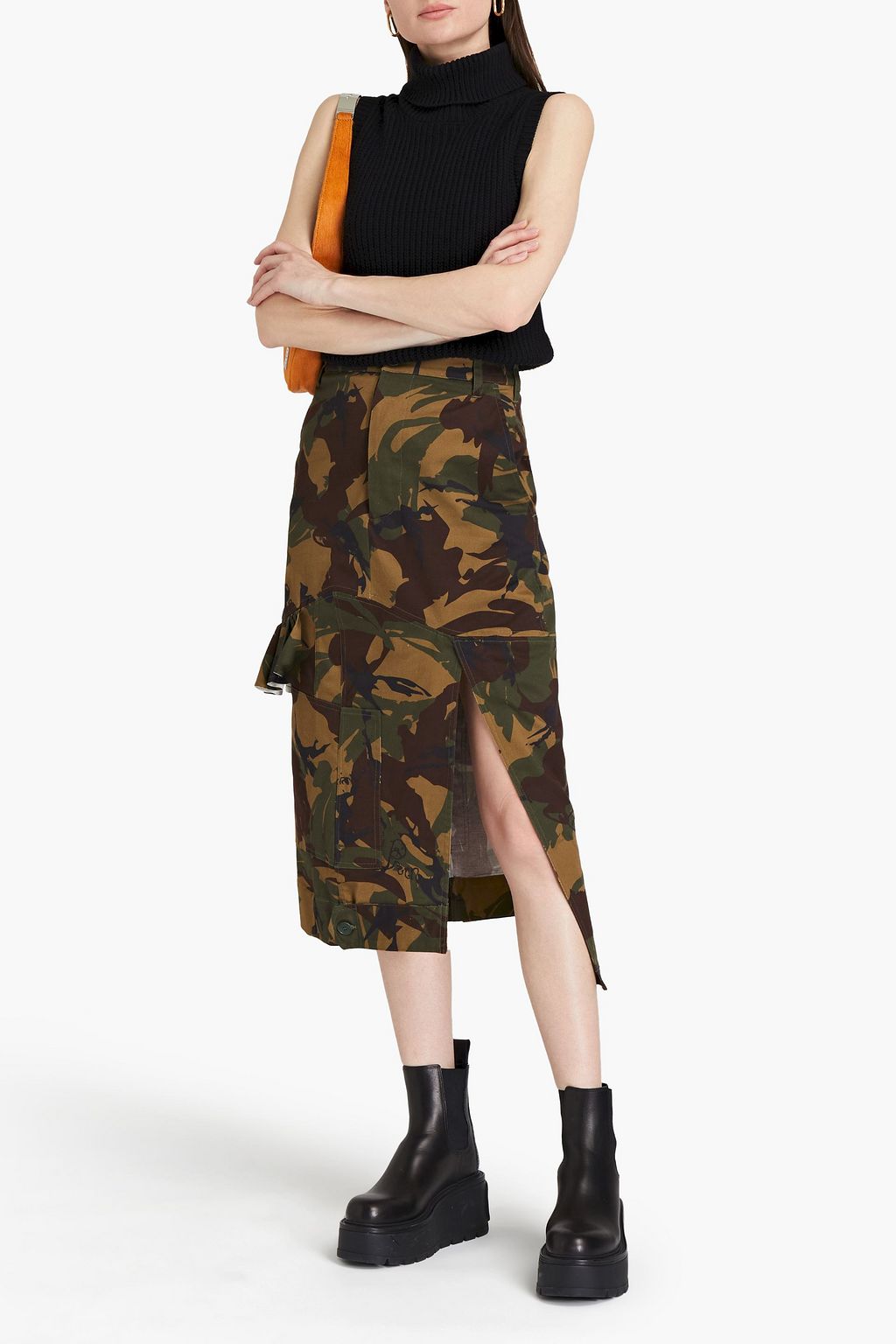PREEN BY THORNTON BREGAZZI Barbara printed cotton-gabardine midi skirt