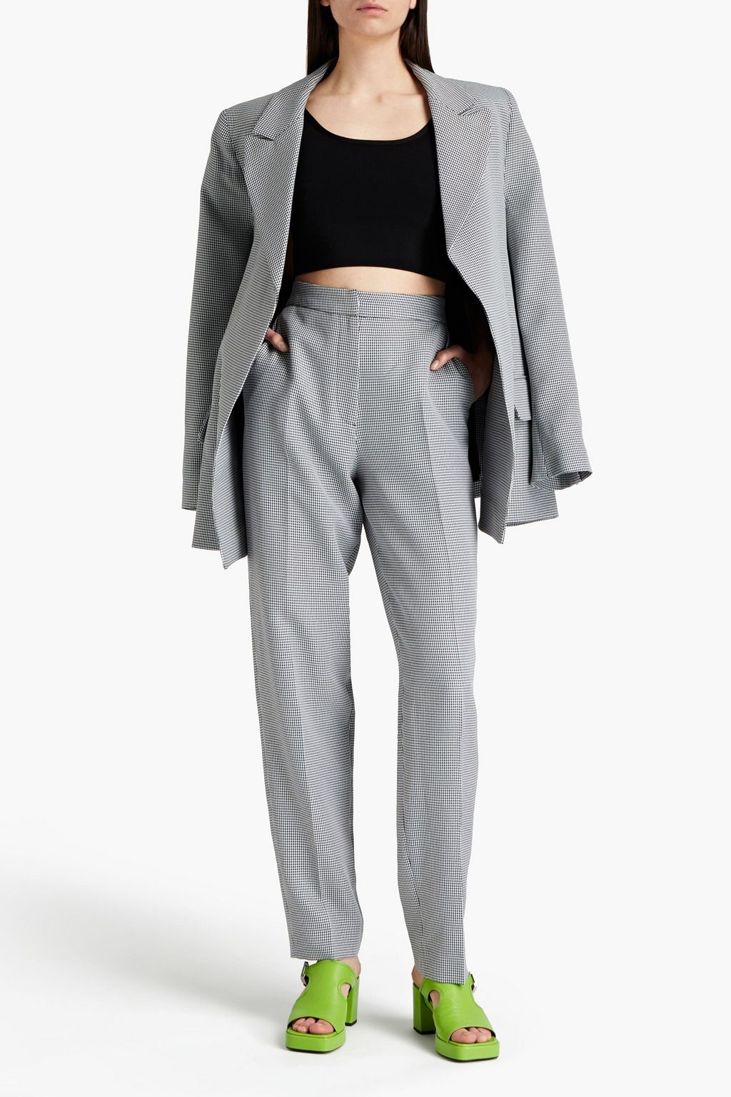 PREEN BY THORNTON BREGAZZI ハウンドトゥースウール テーパード パンツ