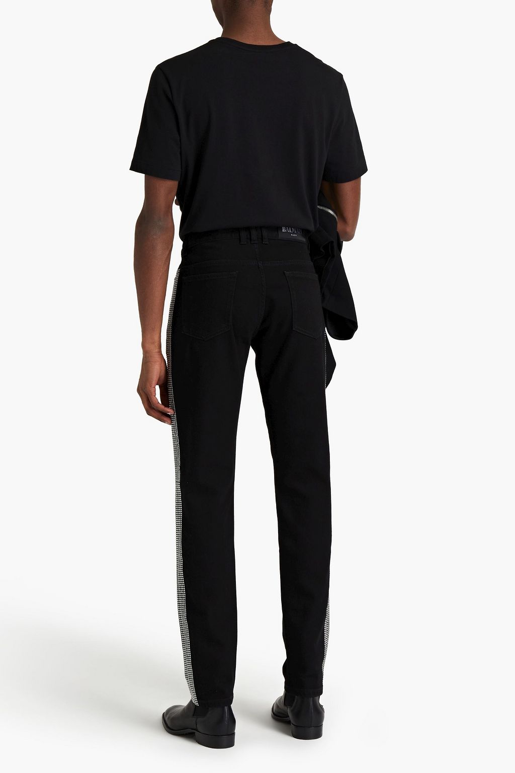 BALMAIN Slim-fit studded denim jeans
