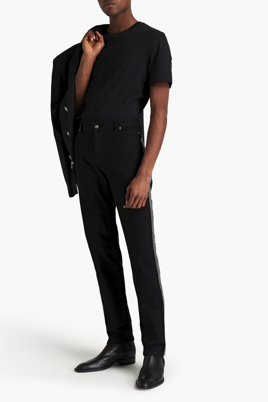 BALMAIN Slim-fit studded denim jeans