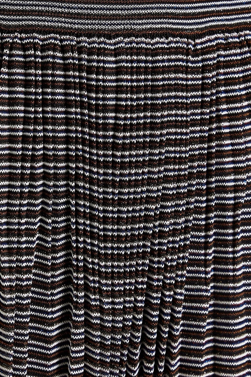 MISSONI Pleated metallic crochet-knit maxi skirt