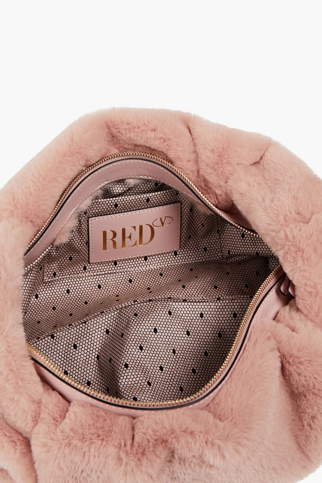 RED(V) Geraffte Clutch aus Kunstfell