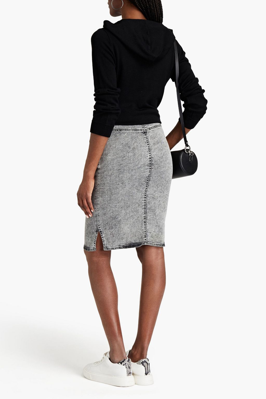 LOVE MOSCHINO Acid-wash denim skirt