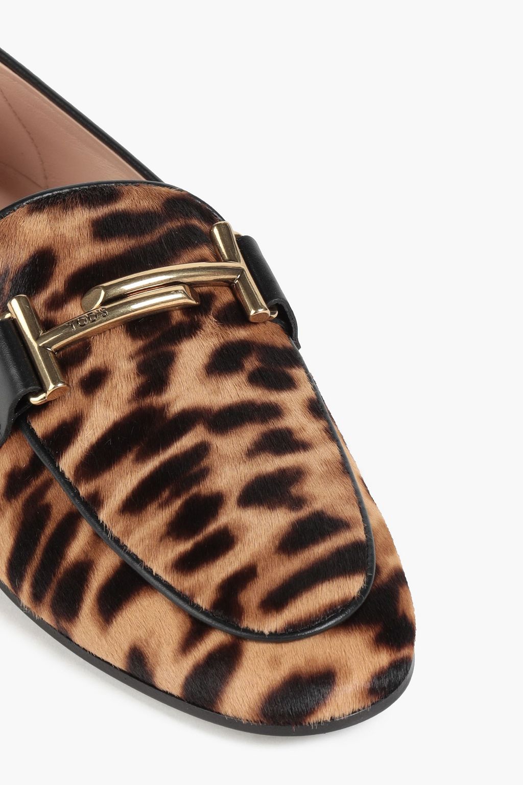 TOD'S Double T leopard-print calf hair loafers