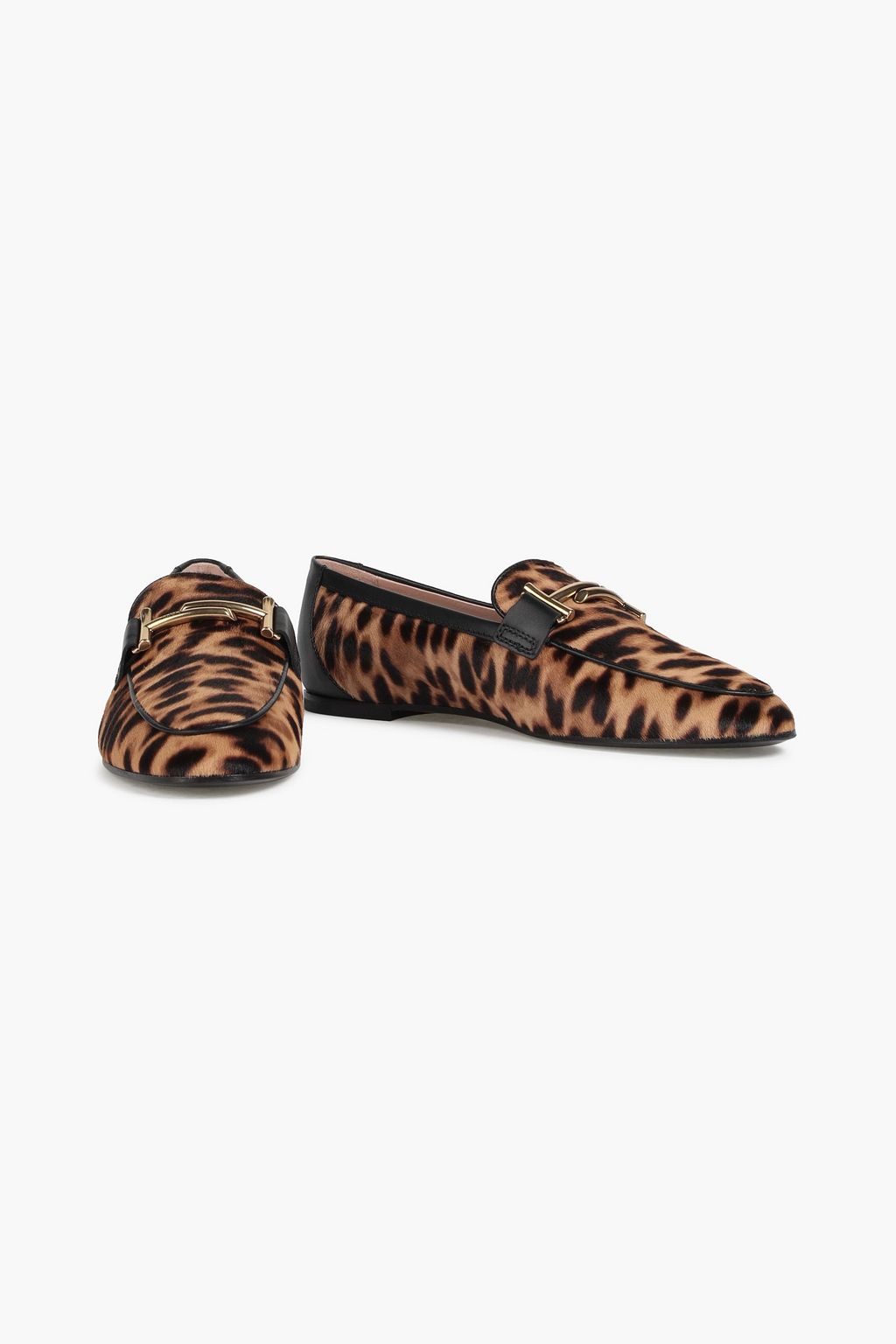 TOD'S Double T leopard-print calf hair loafers