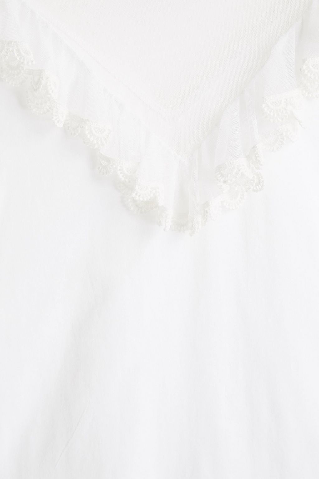 CHLOÉ Tulle-paneled ruffled cotton-jersey top