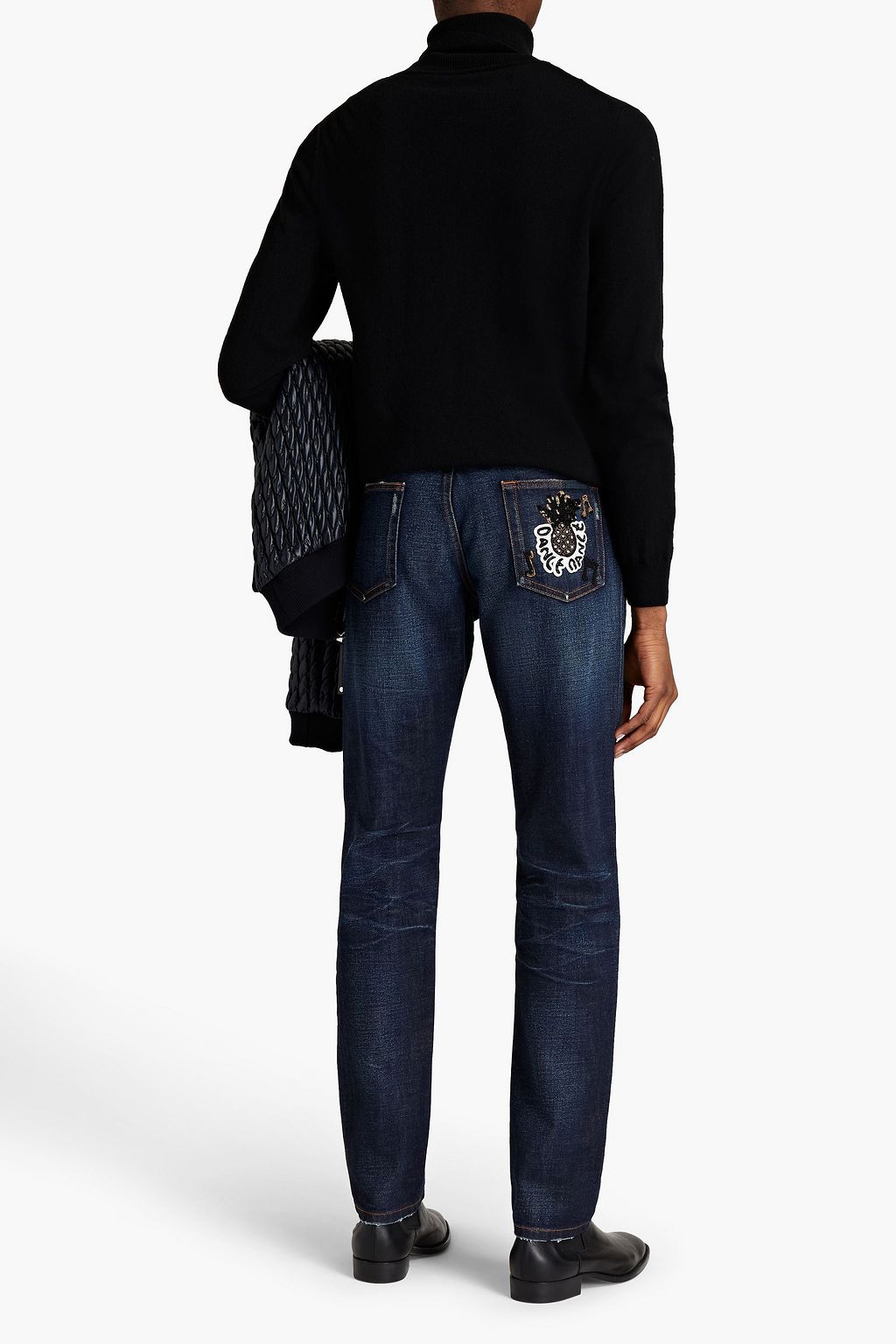DOLCE&GABBANA Slim-fit embellished distressed denim jeans