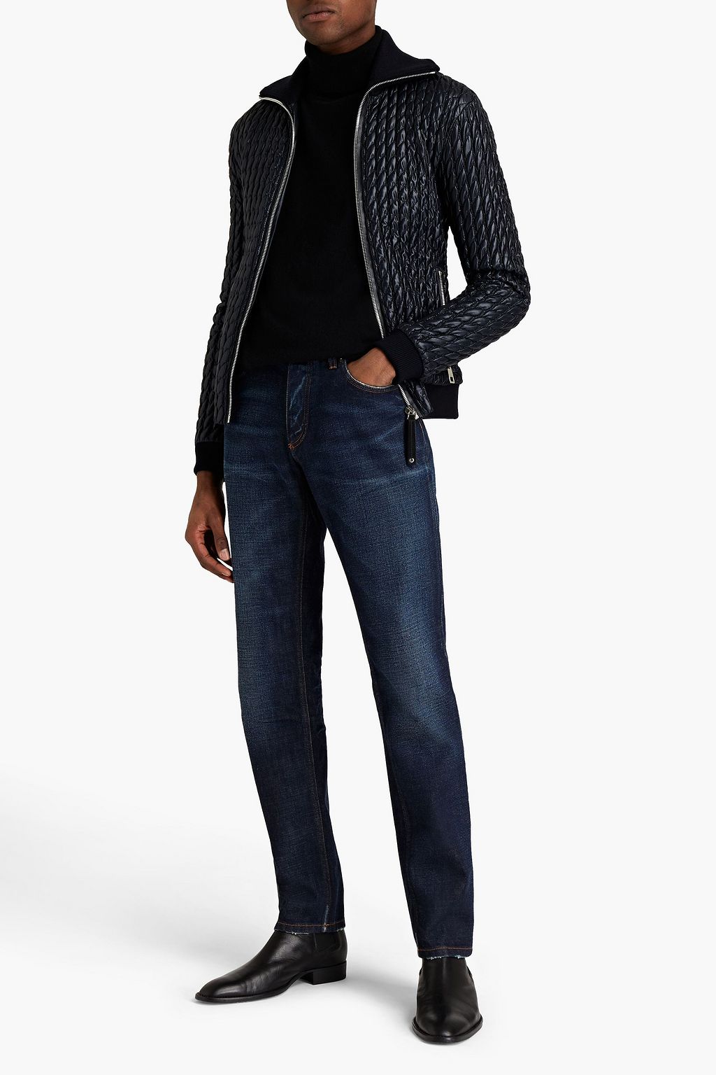 DOLCE&GABBANA Slim-fit embellished distressed denim jeans