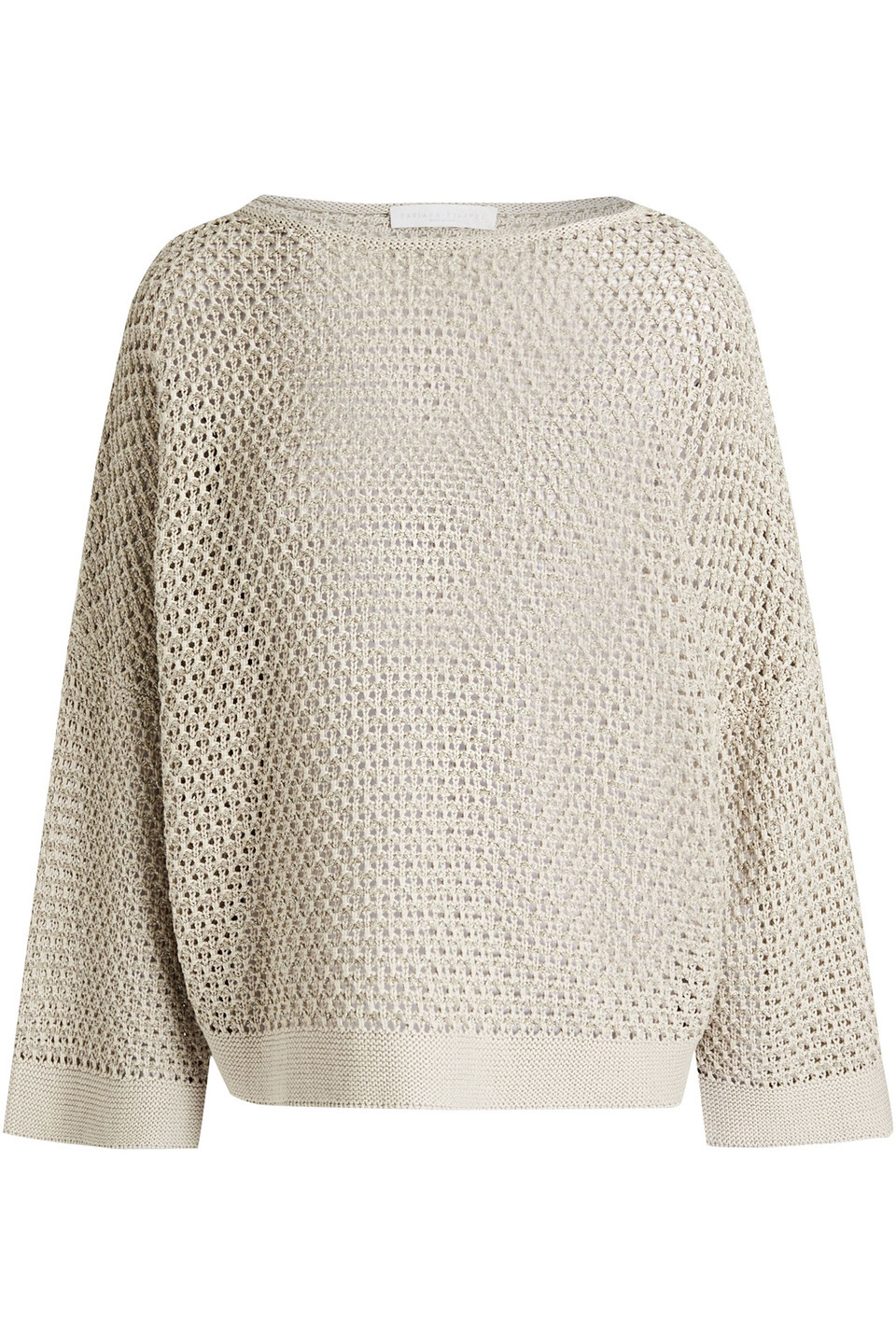 Fabiana Filippi Woman Metallic Crochet-knit Cotton-blend Sweater Stone Size 44