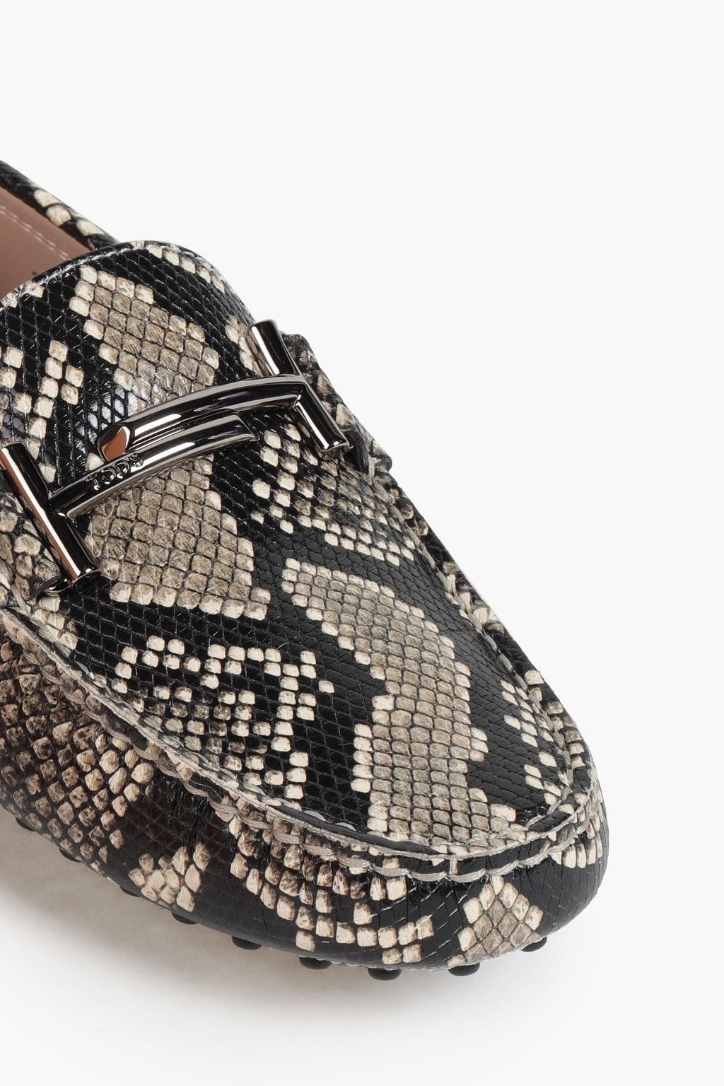 TOD'S Double T snake-effect leather loafers