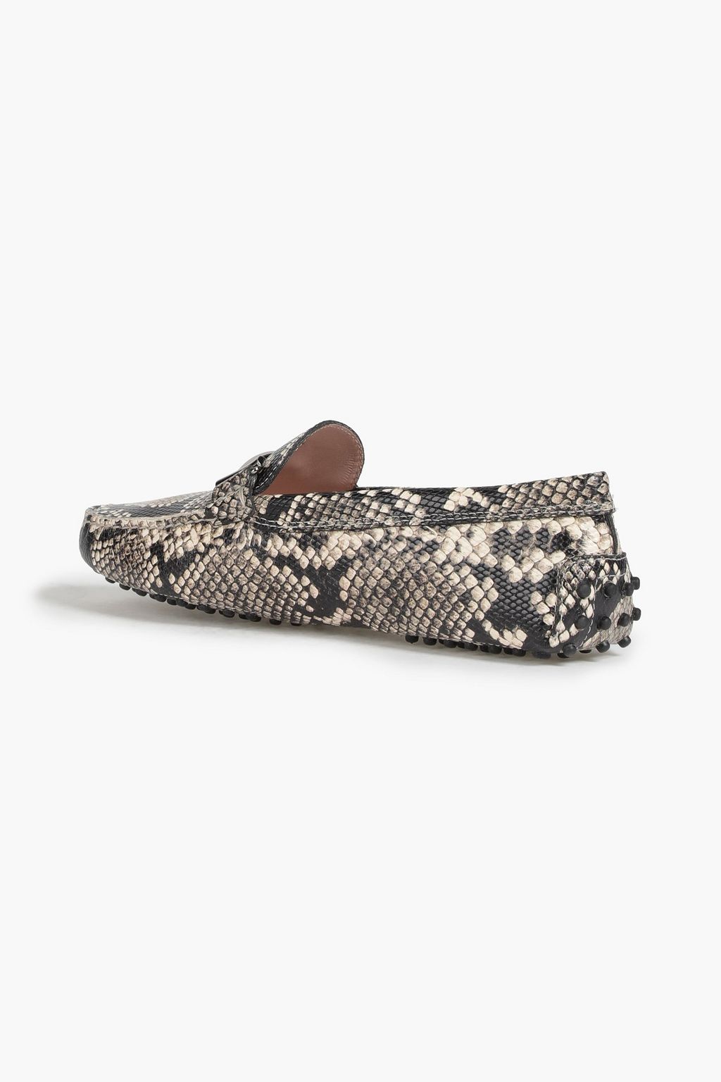 TOD'S Double T snake-effect leather loafers