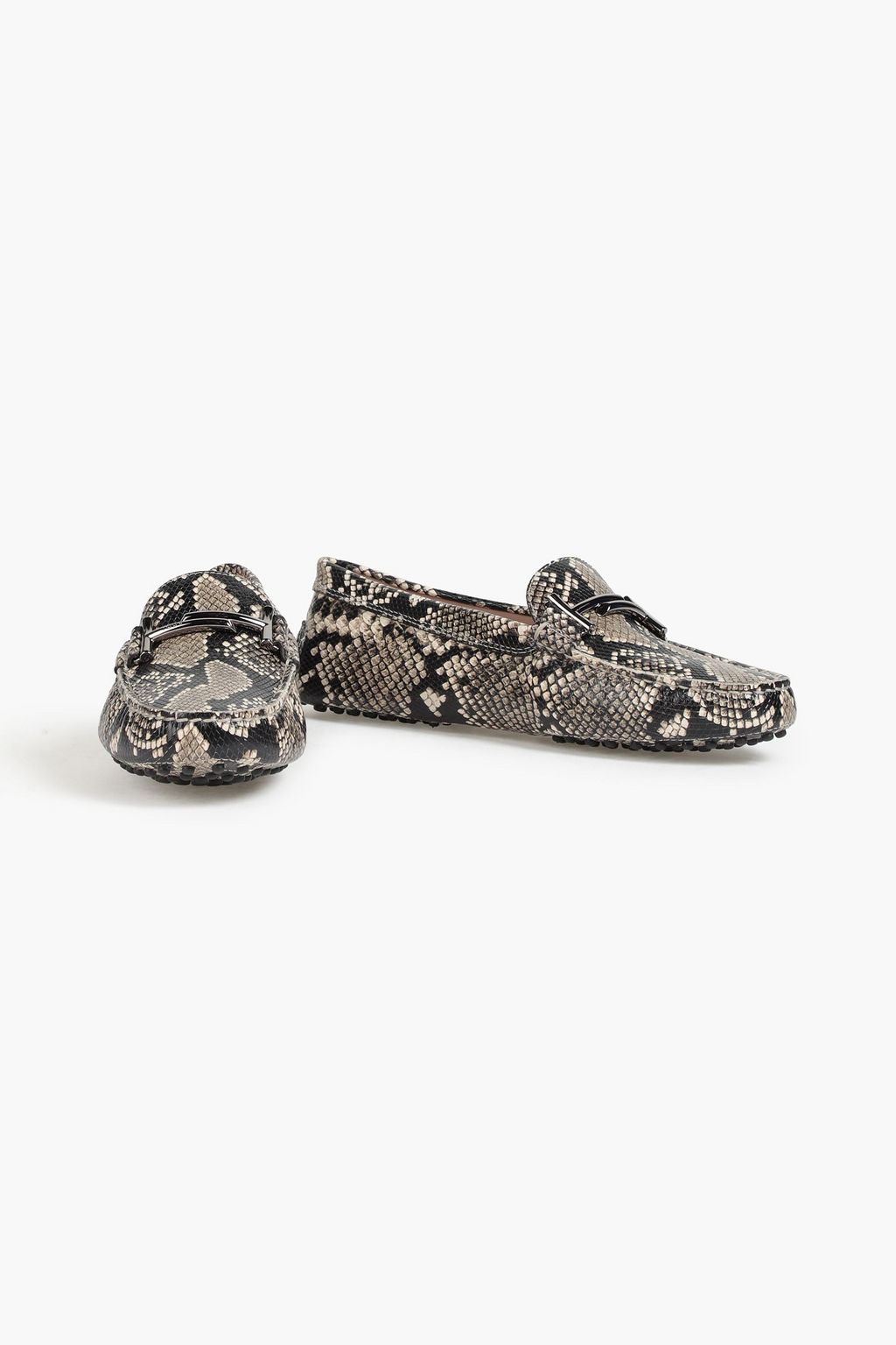 TOD'S Double T snake-effect leather loafers