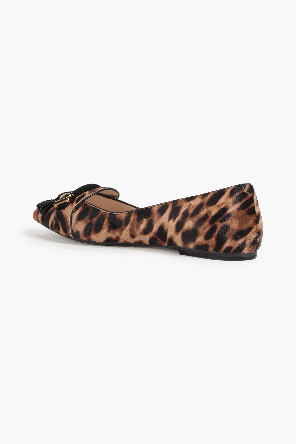 TOD'S T-ring leopard-print calf hair point-toe flats