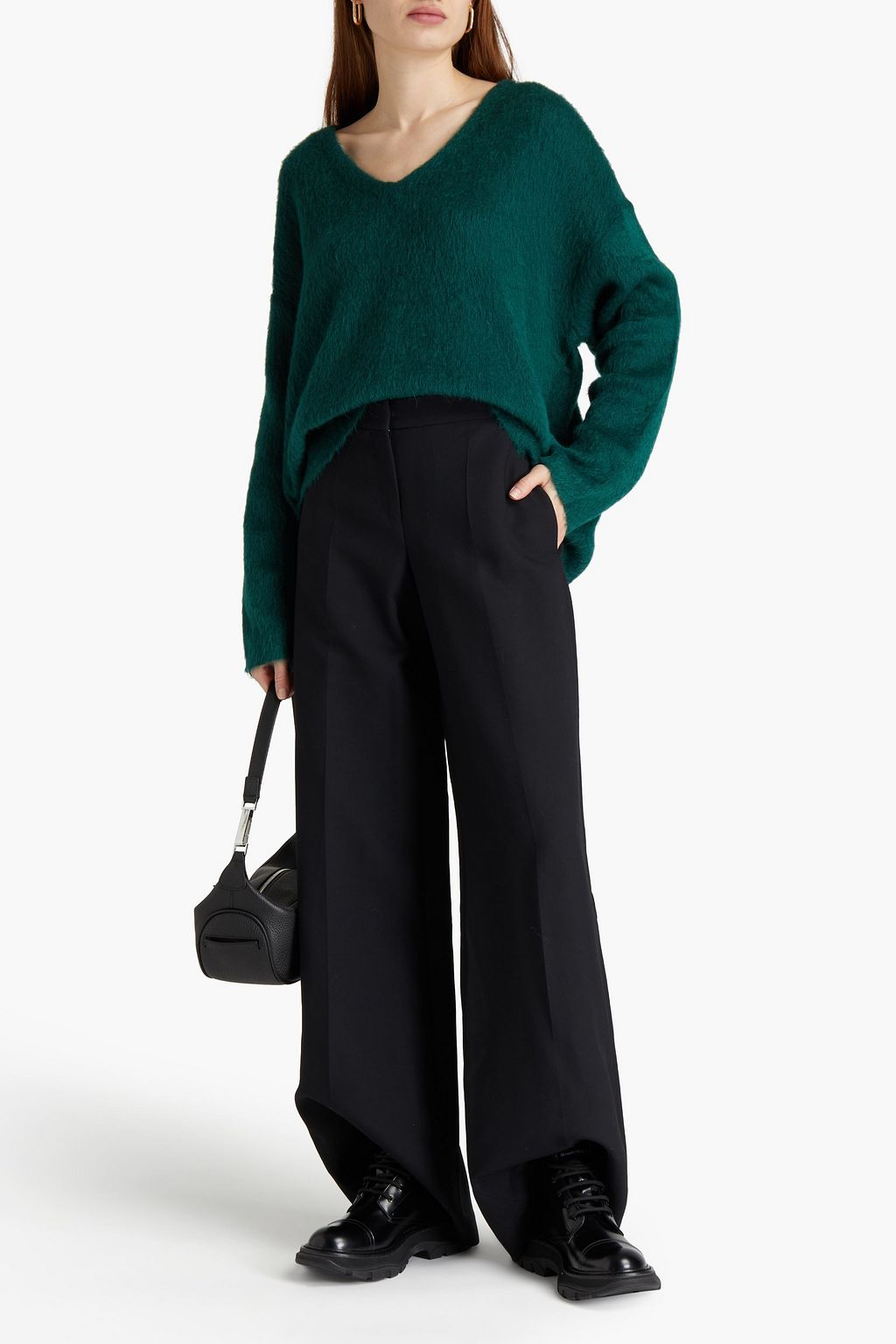 MCQUEEN Wool-blend crepe wide-leg pants