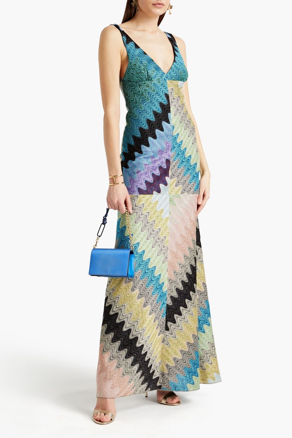 MISSONI Metallic crochet-knit maxi dress