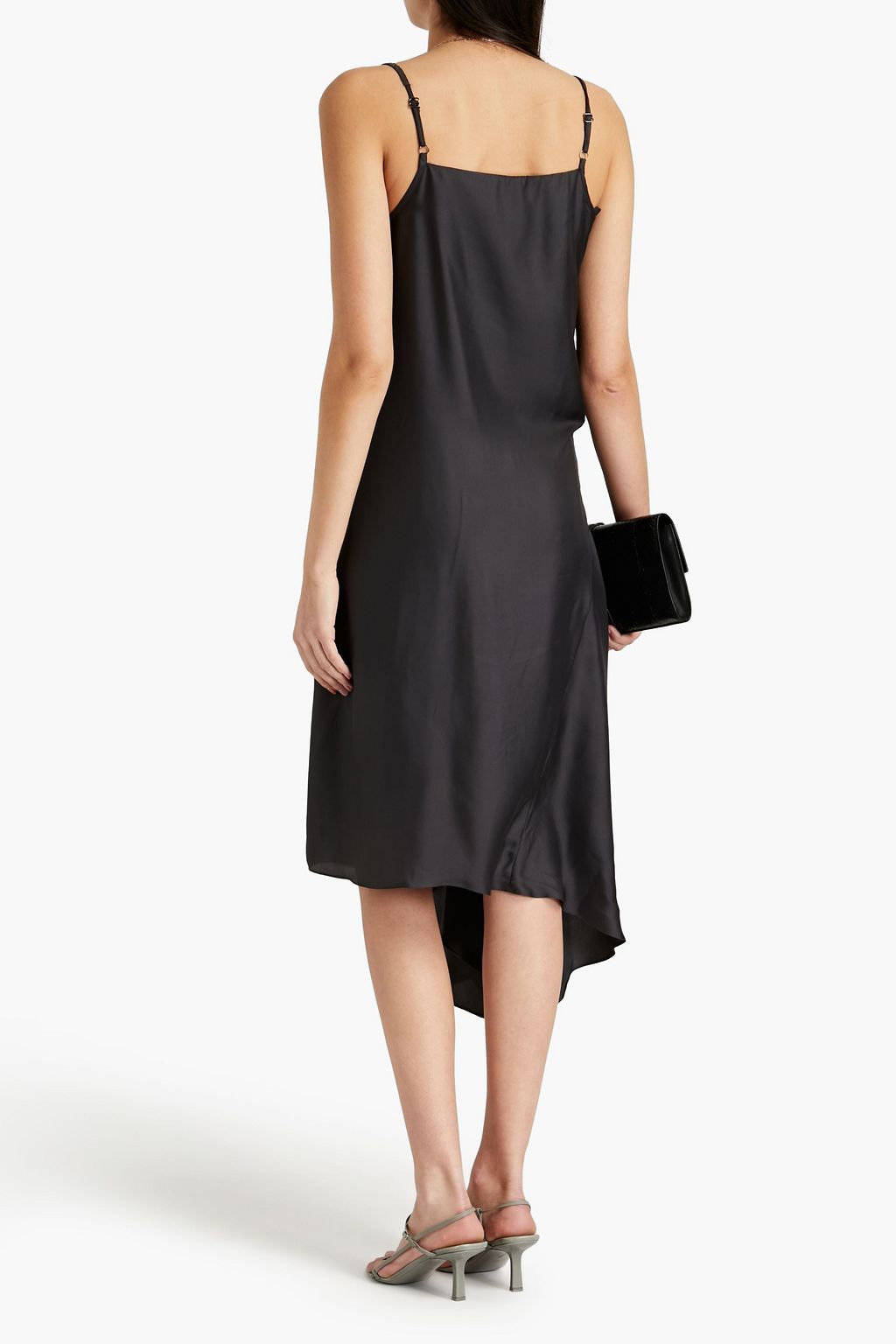 BRUNELLO CUCINELLI Asymmetric embellished silk-twill midi dress