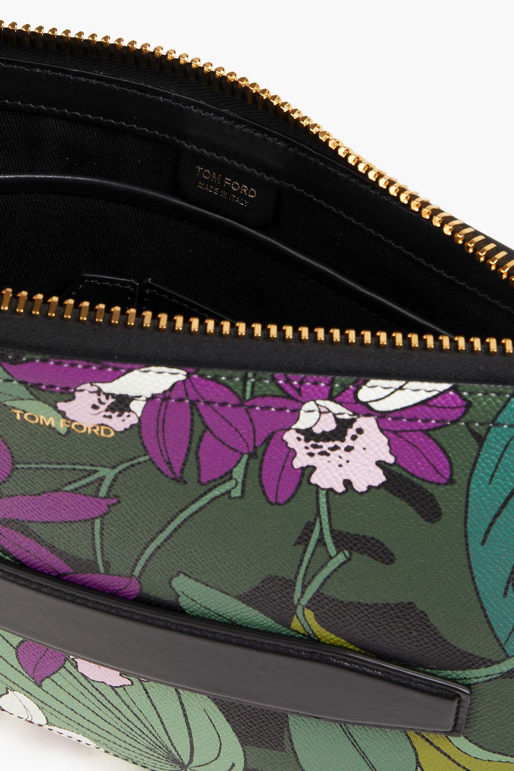 TOM FORD Floral-print textured-leather pouch