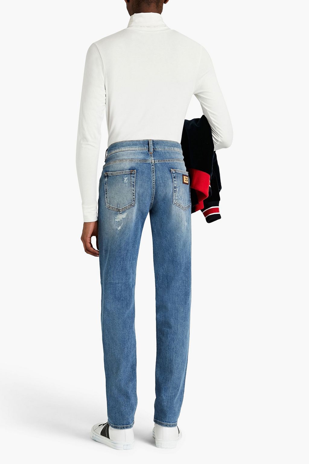 DOLCE&GABBANA Slim-fit distressed denim jeans