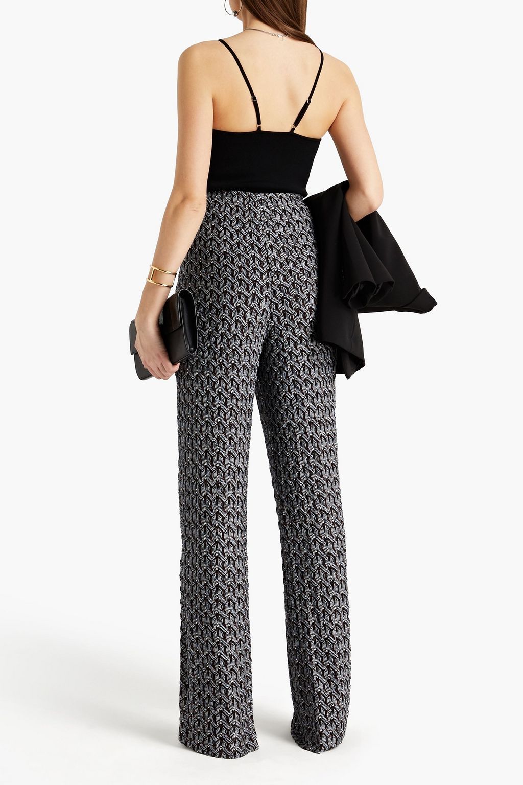 MISSONI Metallic crochet-knit wide-leg pants