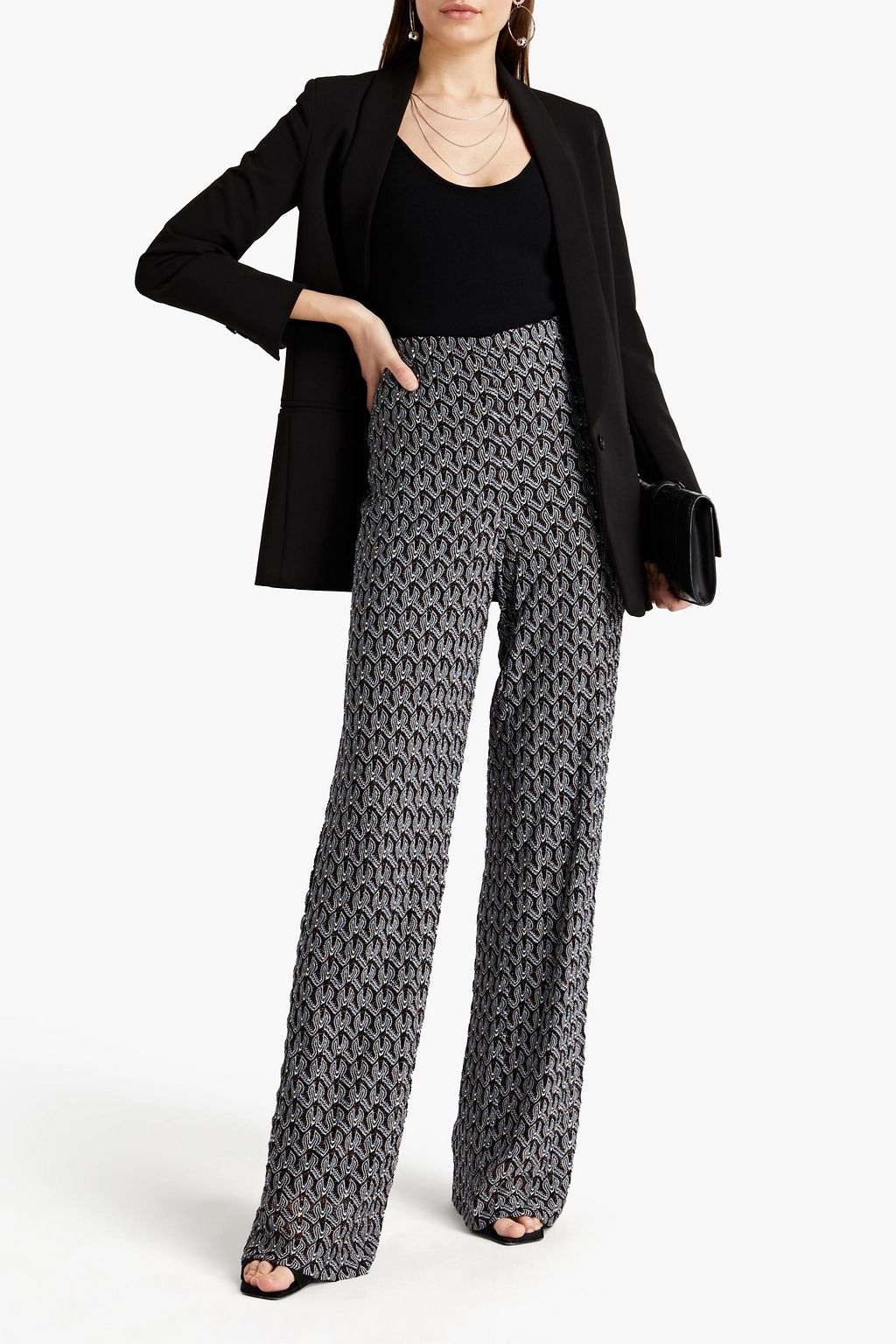 MISSONI Metallic crochet-knit wide-leg pants
