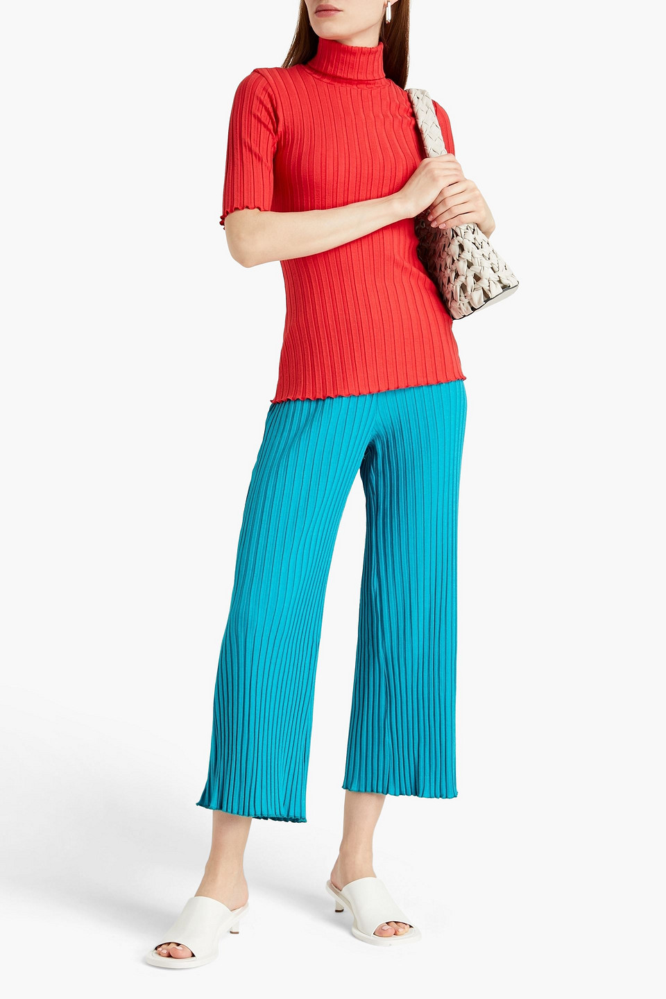 SIMON MILLER ALDER CROPPED RIBBED MODAL-BLEND STRAIGHT-LEG PANTS