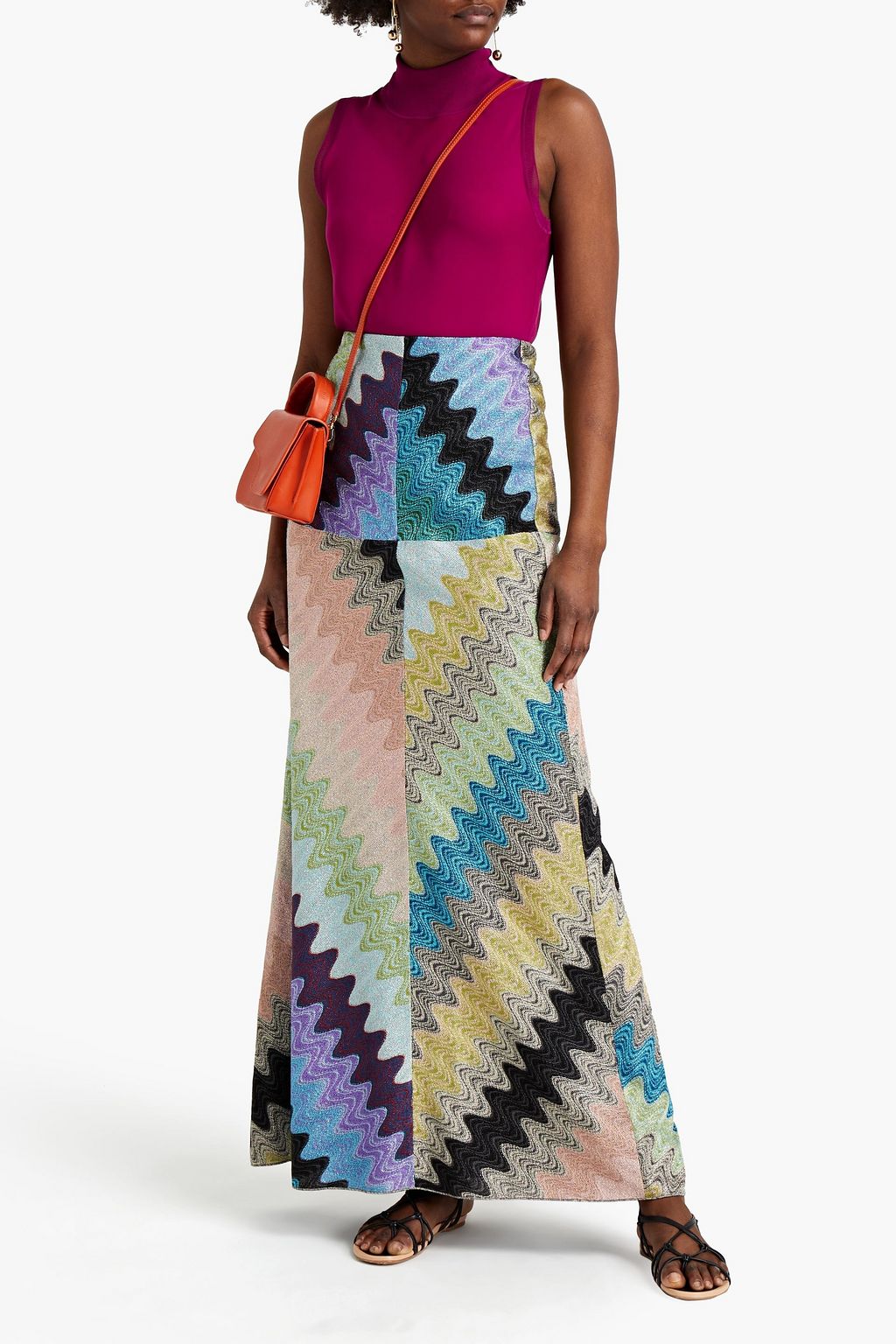 MISSONI Metallic crochet-knit maxi skirt
