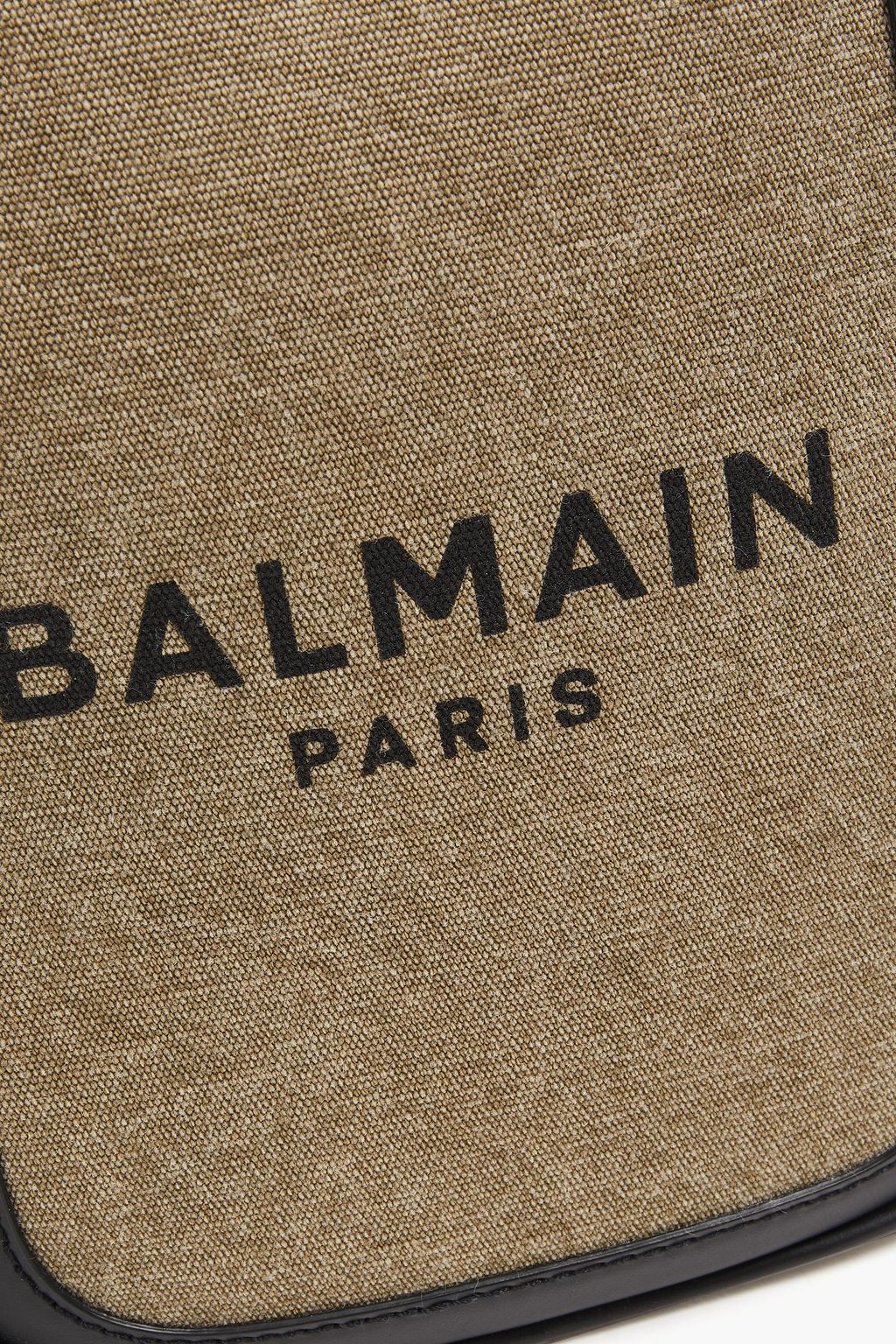 BALMAIN Messenger Bag aus Canvas mit Lederbesatz und Logoprint