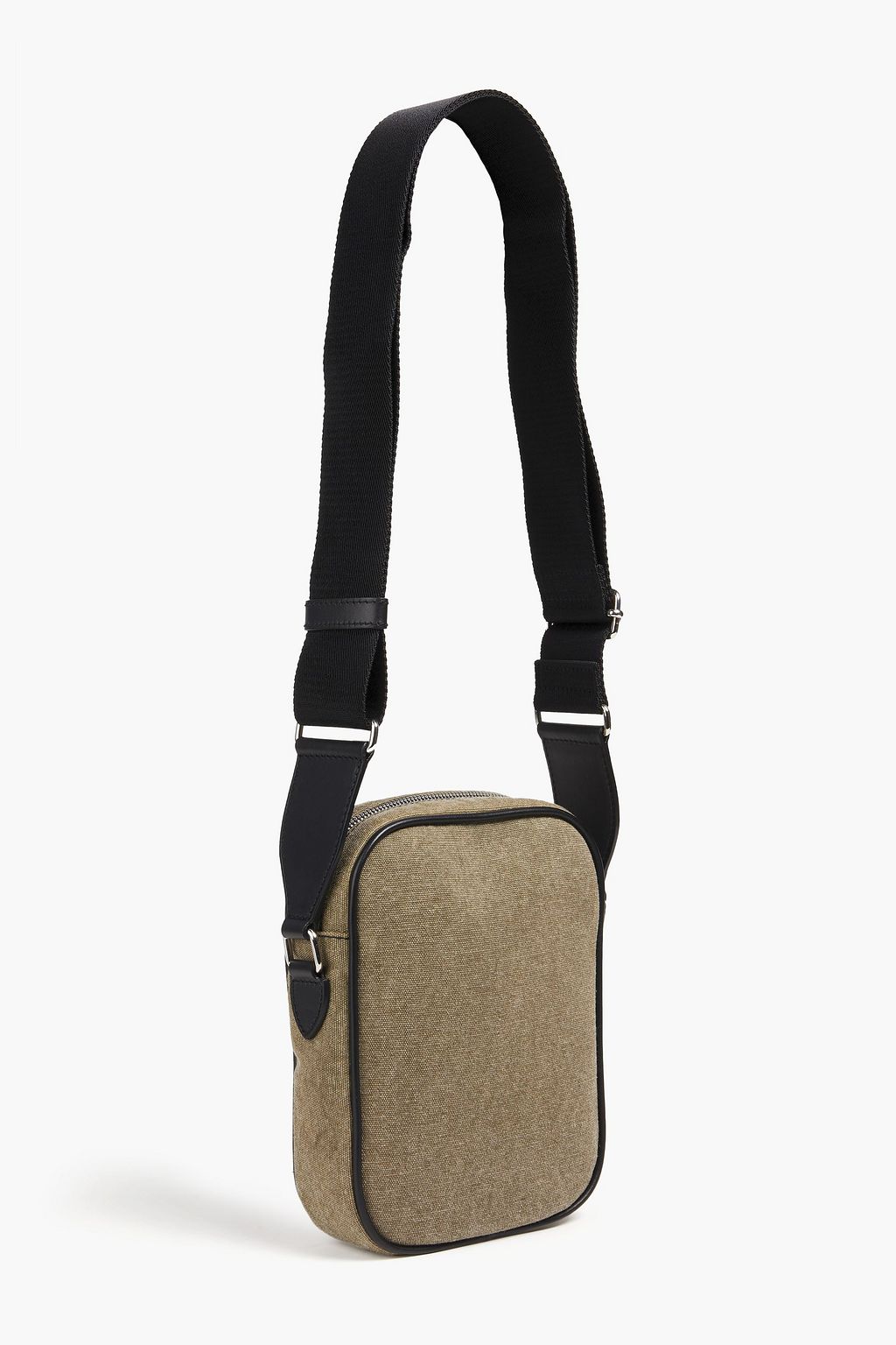BALMAIN Messenger Bag aus Canvas mit Lederbesatz und Logoprint