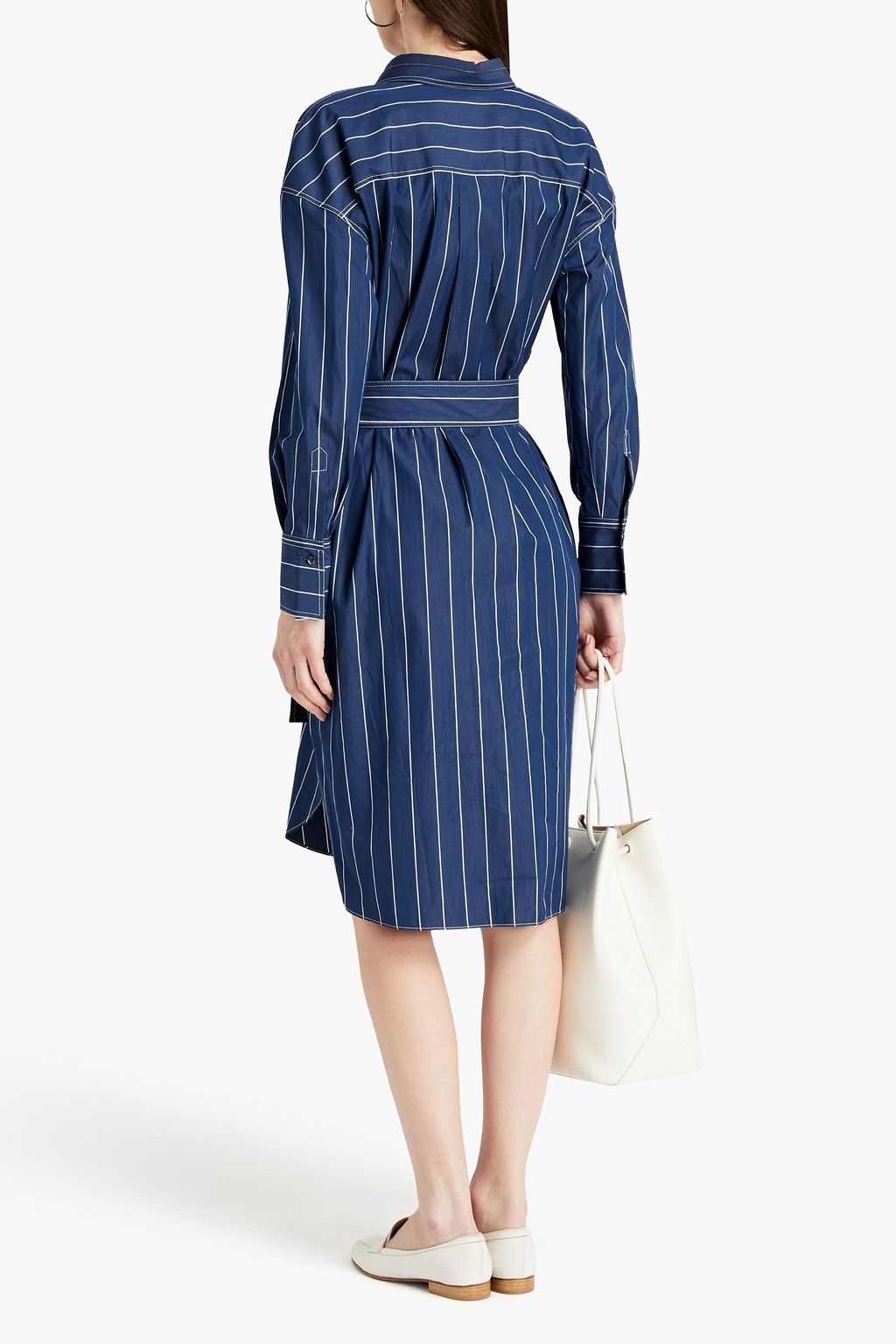 BRUNELLO CUCINELLI Striped cotton-poplin shirt dress