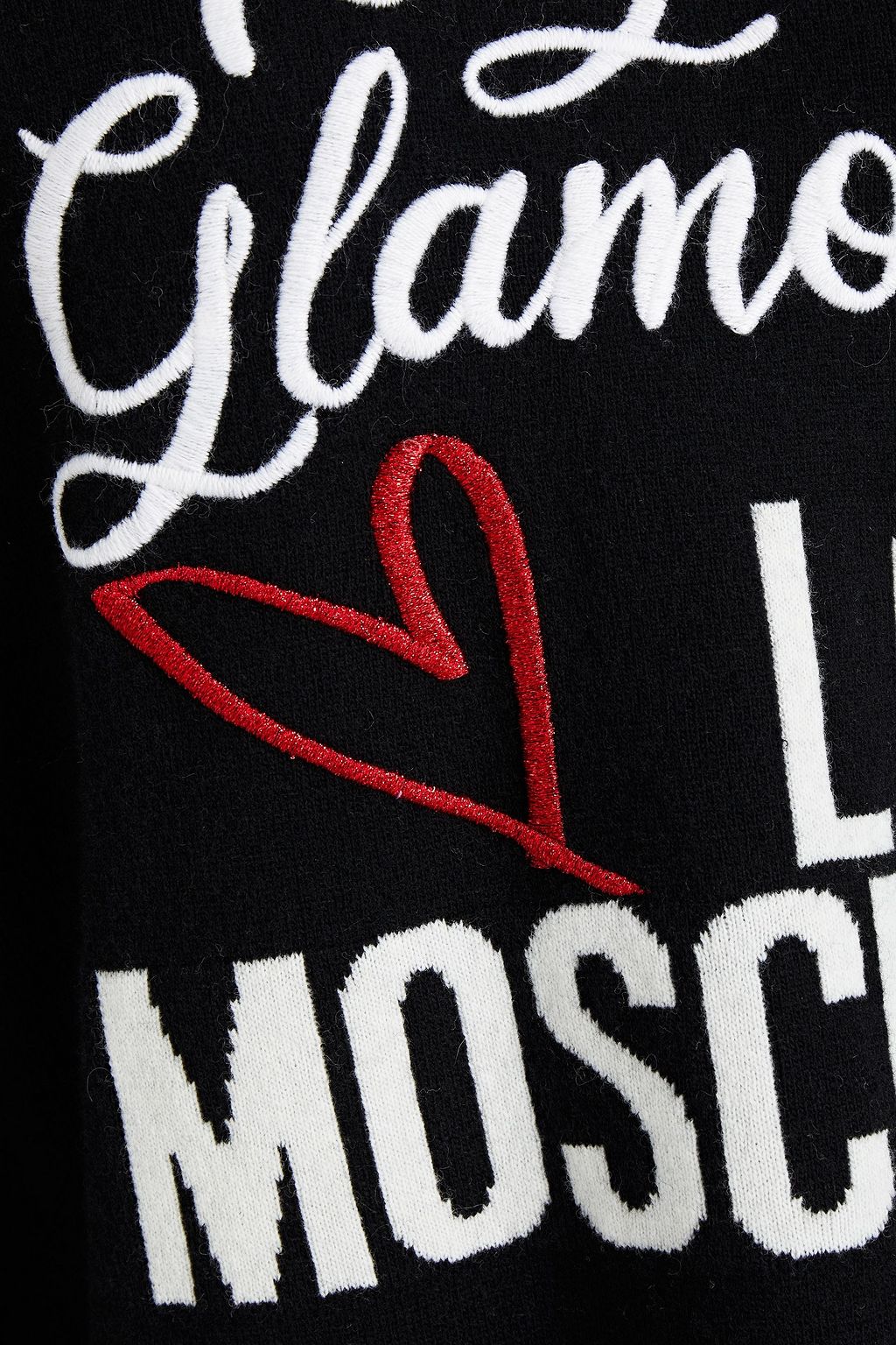 LOVE MOSCHINO Embroidered intarsia wool-blend mini dress