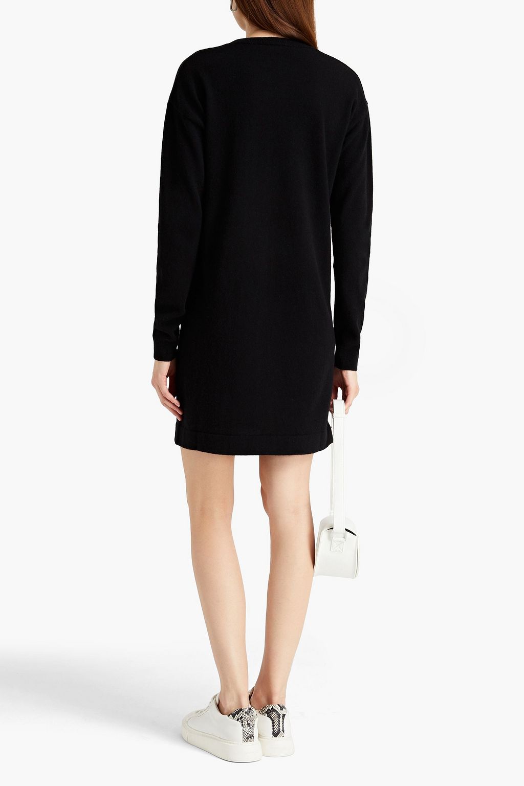 LOVE MOSCHINO Embroidered intarsia wool-blend mini dress