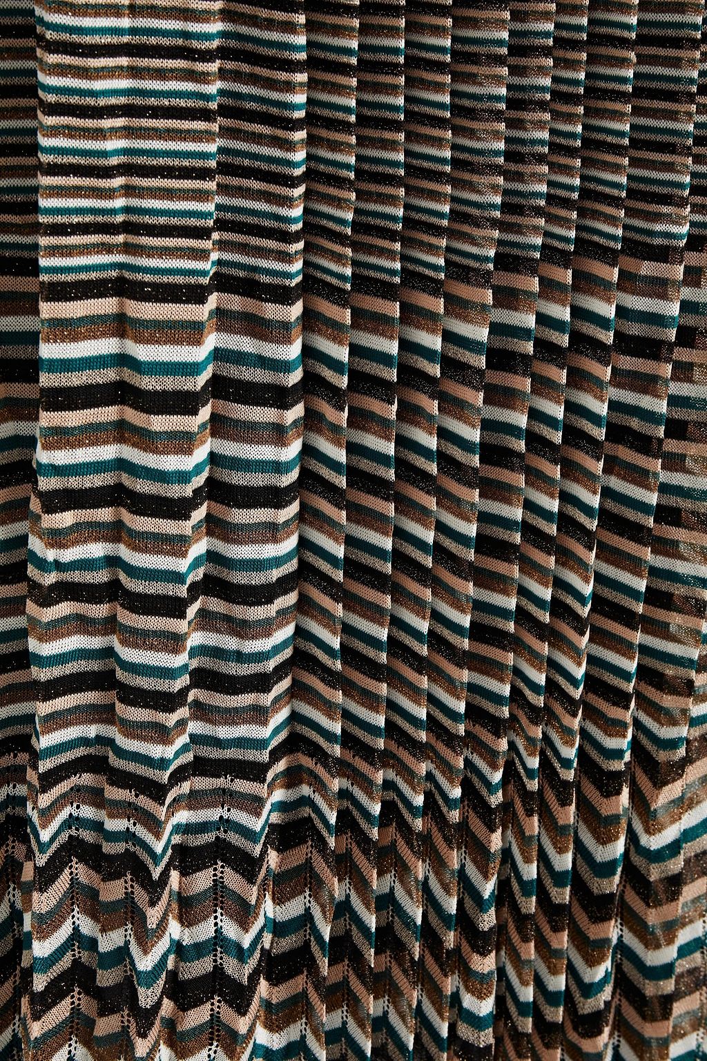 MISSONI Pleated metallic crochet-knit maxi skirt