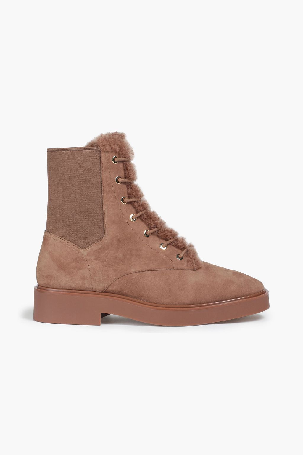 STUART WEITZMAN Henley shearling trimmed suede ankle boots THE