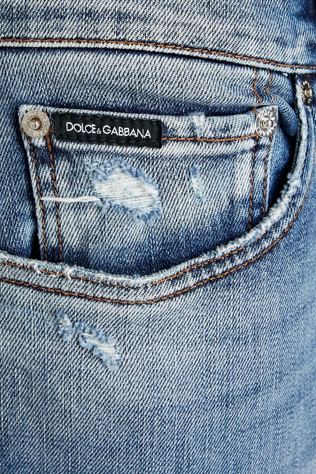 DOLCE&GABBANA Slim-fit distressed denim jeans