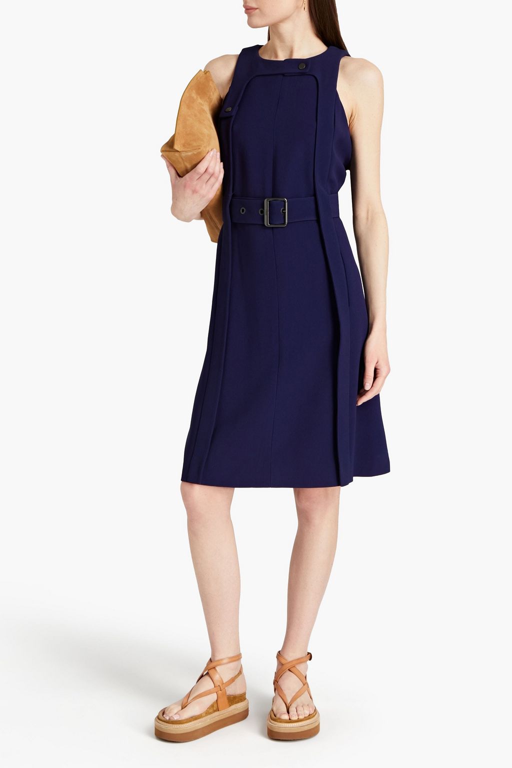 CHLOÉ Belted embellished crepe dress