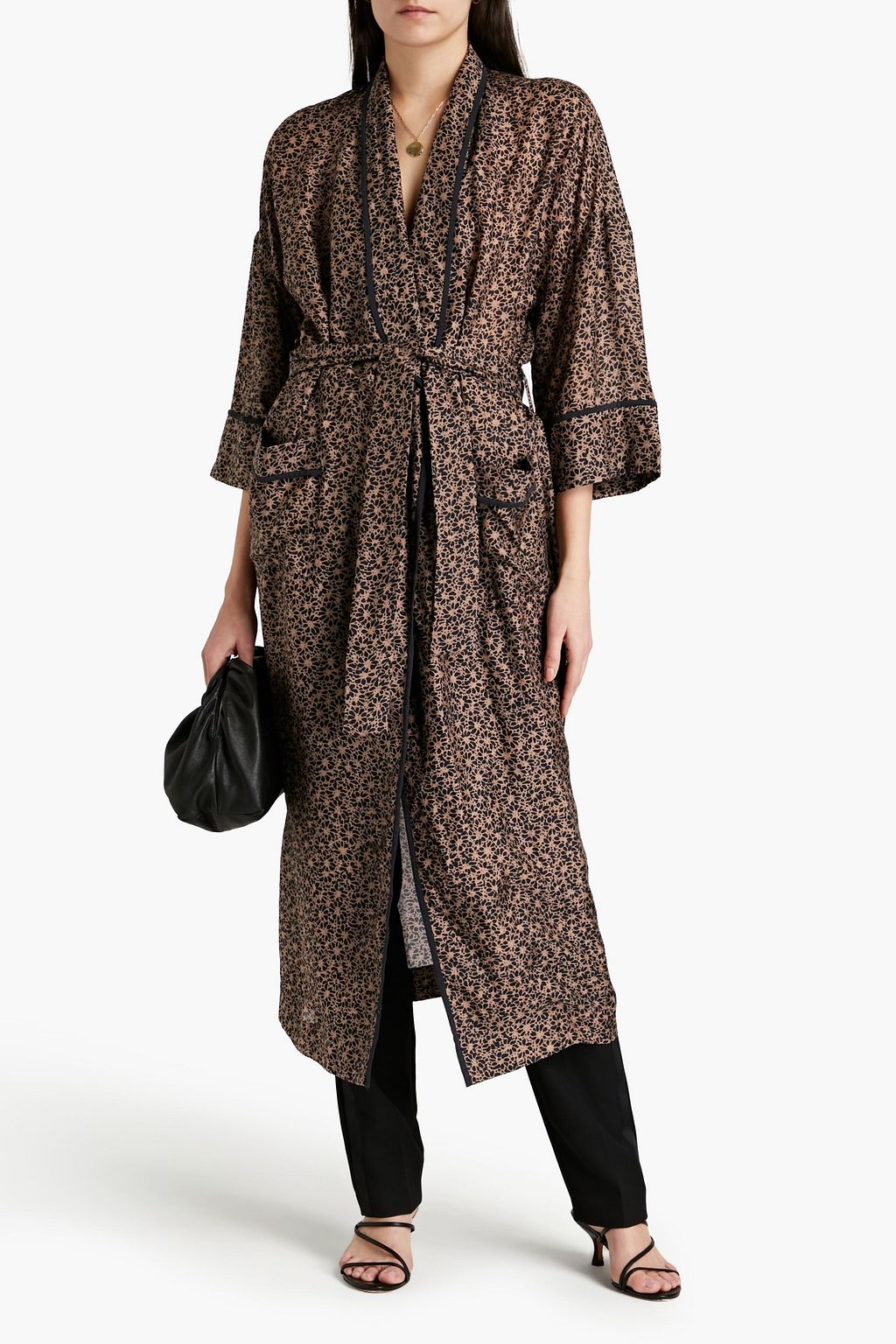 BRUNELLO CUCINELLI Floral-print silk-charmeuse robe