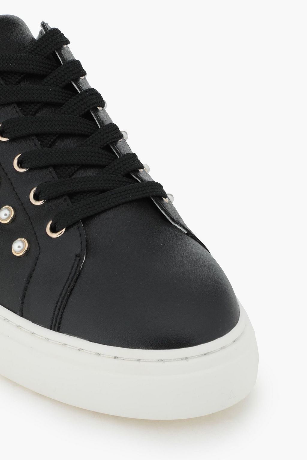 STUART WEITZMAN Tillie faux pearl-embellished leather sneakers