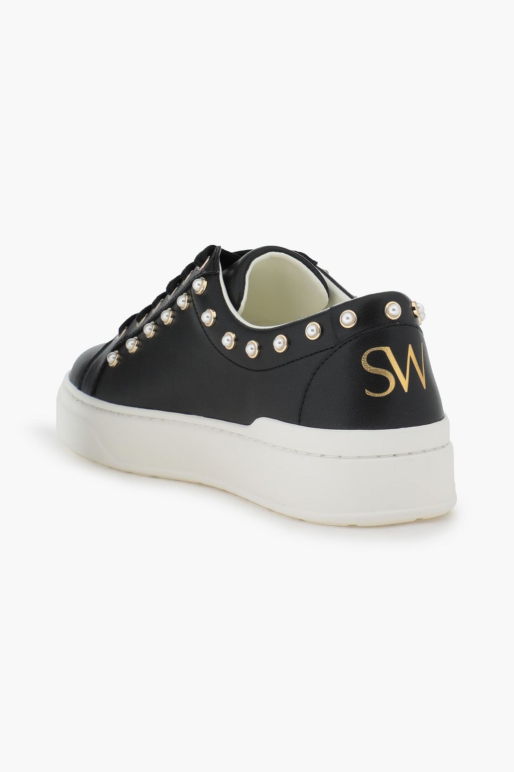 STUART WEITZMAN Tillie faux pearl-embellished leather sneakers