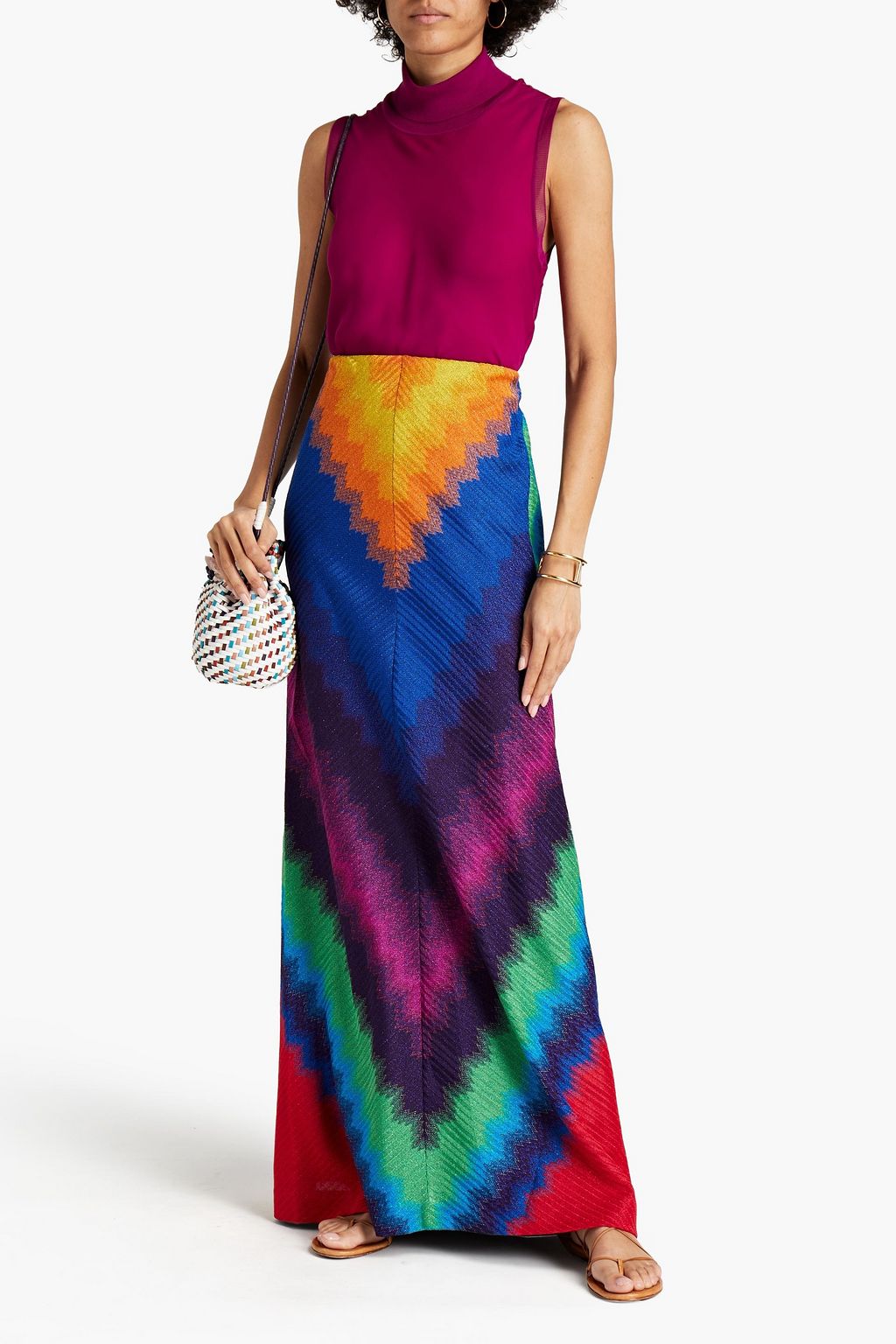 MISSONI Metallic crochet-knit maxi skirt