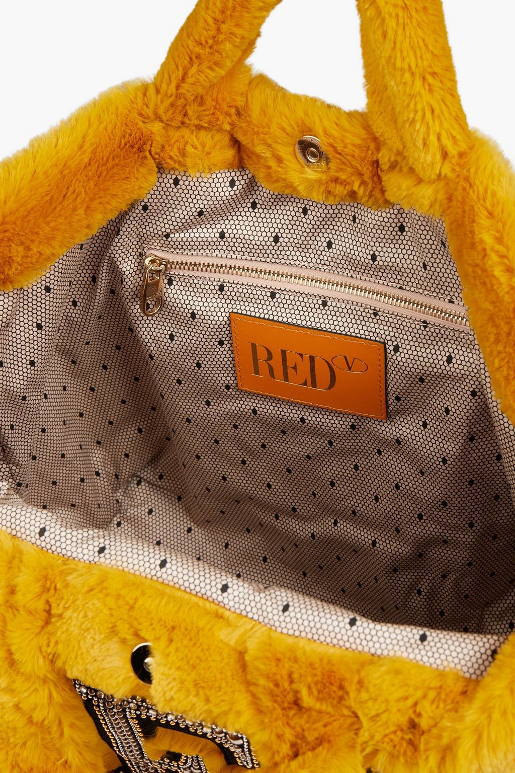 RED(V) Embellished faux fur tote