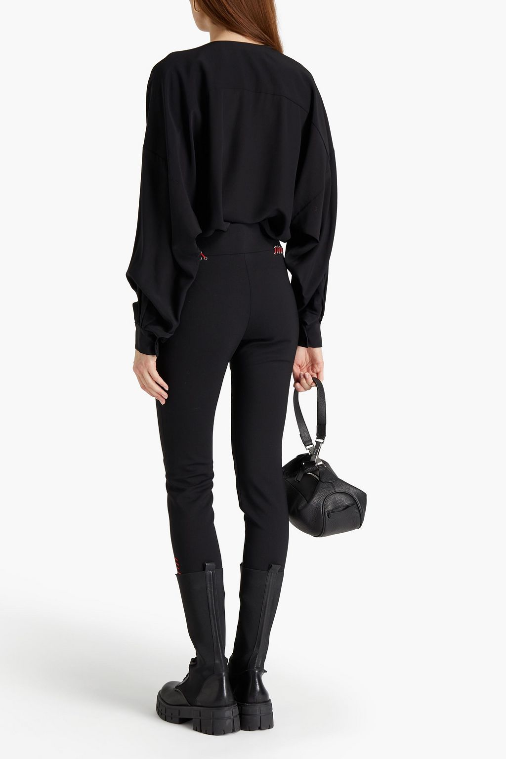 MCQUEEN Whipstitched wool-blend crepe skinny pants