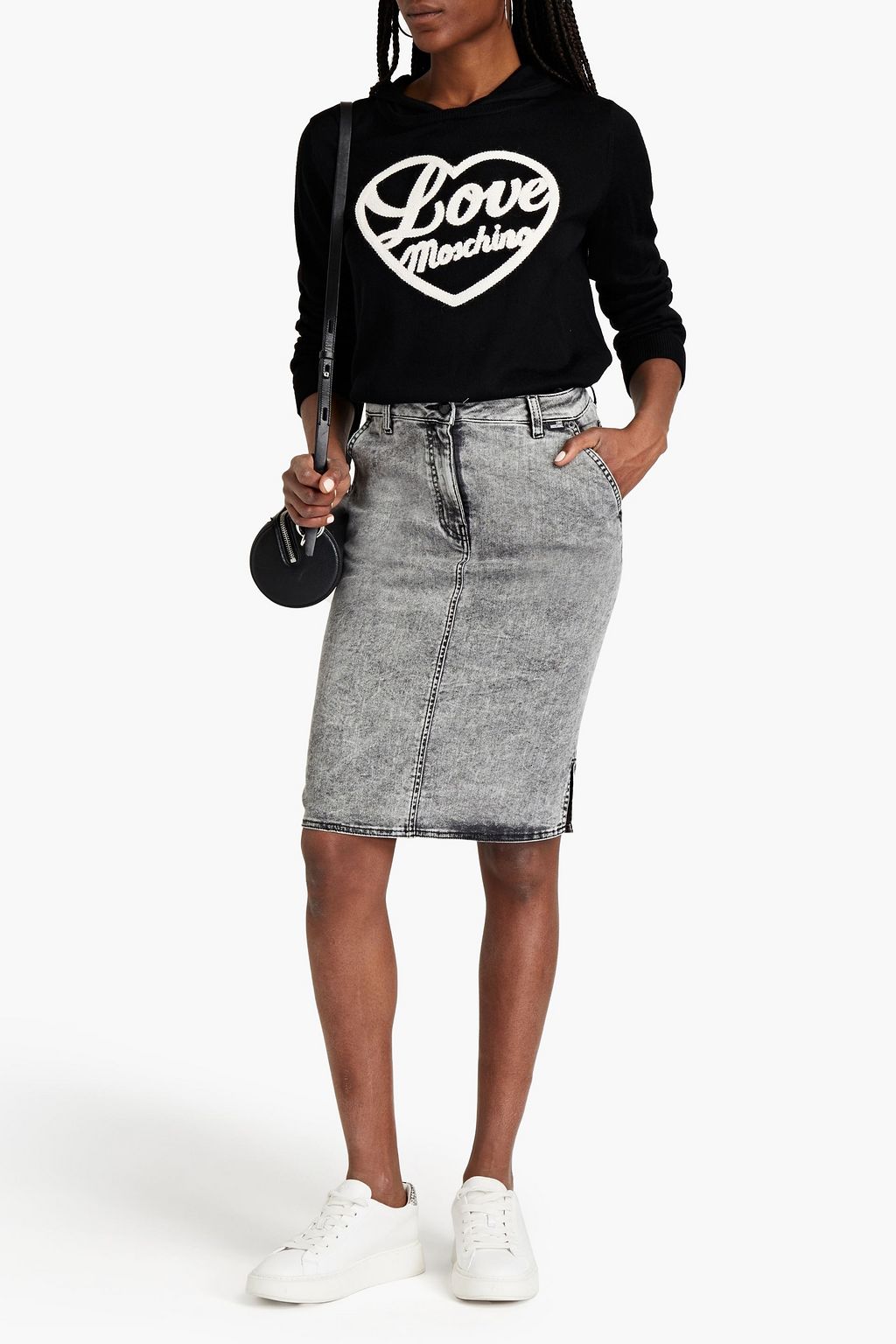 LOVE MOSCHINO Appliquéd wool-blend hoodie
