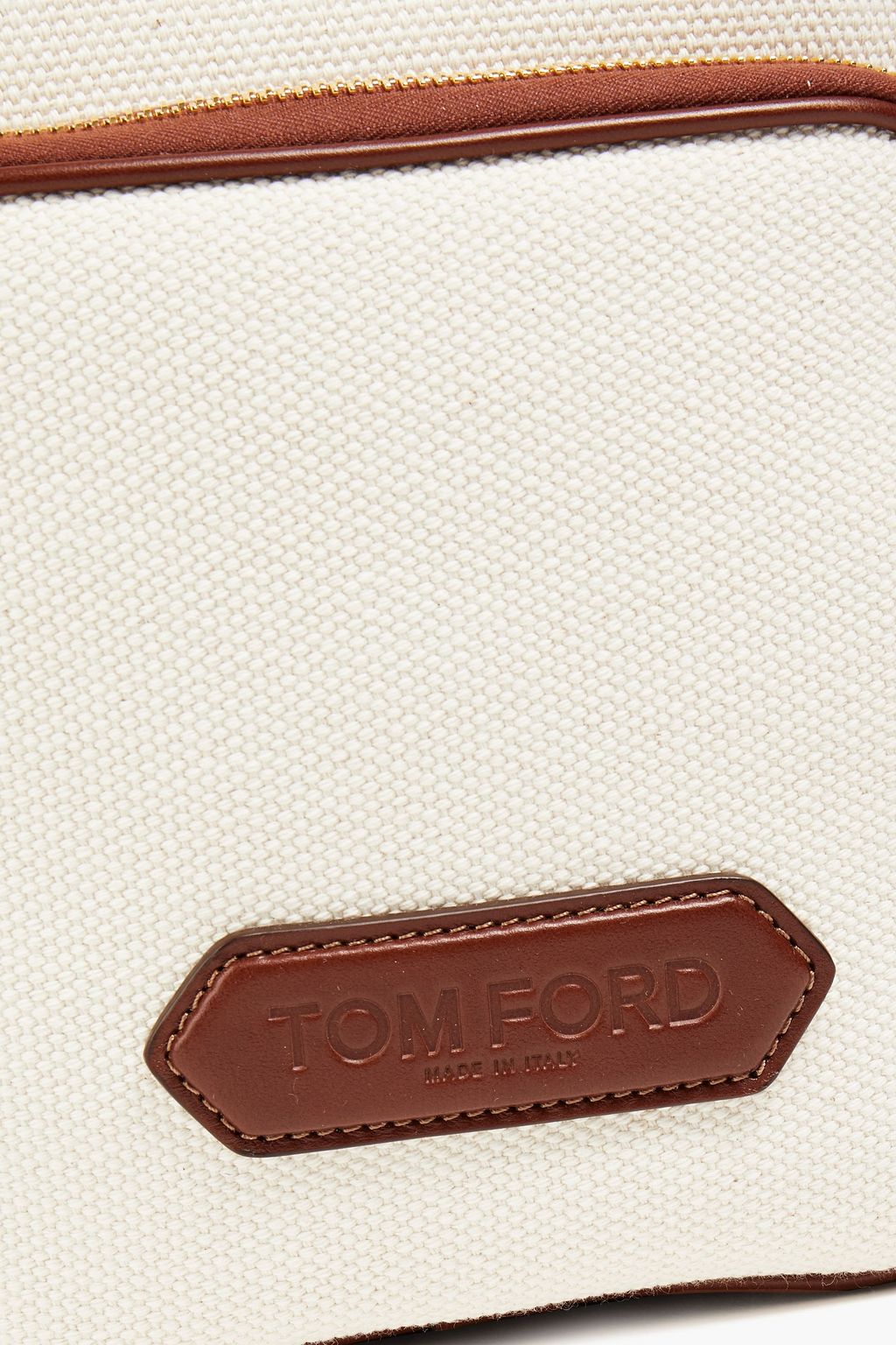 TOM FORD Leather-trimmed canvas messenger bag