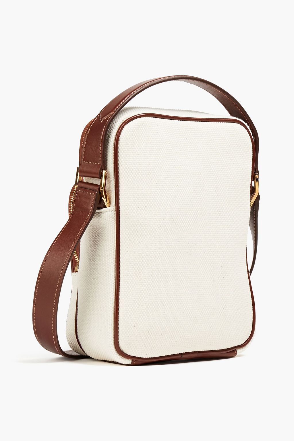 TOM FORD Leather-trimmed canvas messenger bag